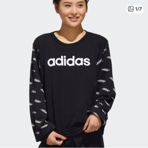 Adidas Favorites Sweatshirt Medium Black and white Crewneck with White Logo